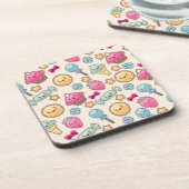 かわいい落書きのかわいいの子供パターン コースター (左側)