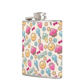 かわいい落書きのかわいいの子供パターン フラスク (左)