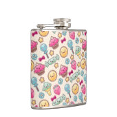 かわいい落書きのかわいいの子供パターン フラスク (右)