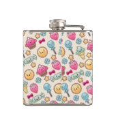 かわいい落書きのかわいいの子供パターン フラスク (裏面)