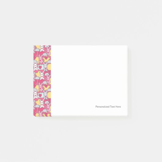 かわいい落書きのかわいいの子供パターン ポストイット (正面)