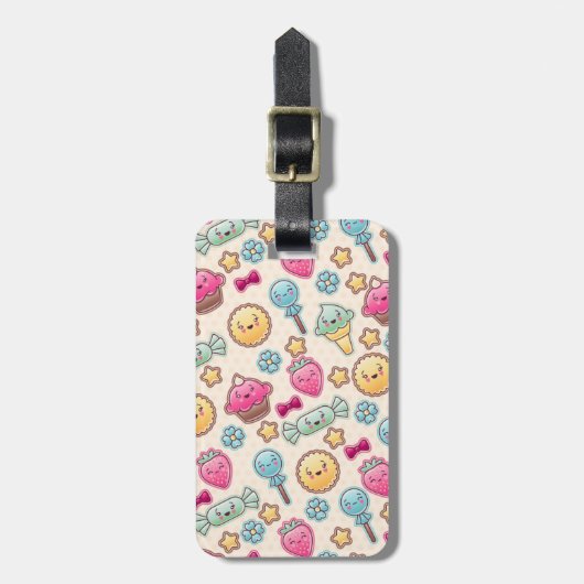 かわいい落書きのかわいいの子供パターン ラゲッジタグ (正面縦)