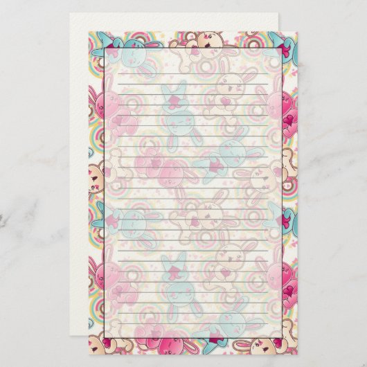 かわいい落書きのかわいいの子供パターン 便箋 (正面/裏面)