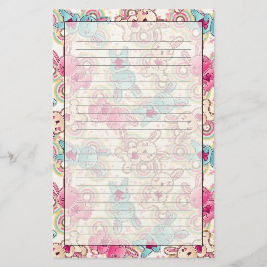 かわいい落書きのかわいいの子供パターン 便箋 (正面)