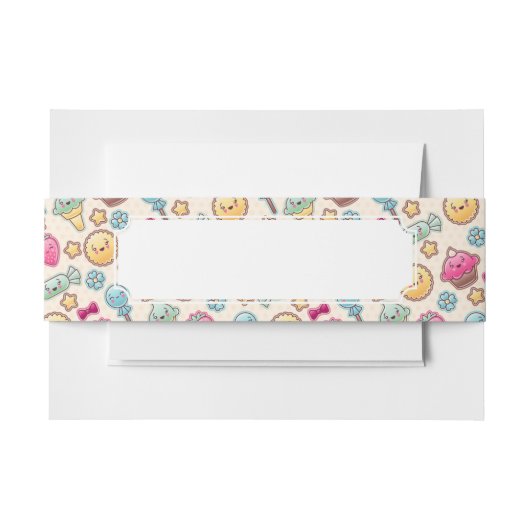 かわいい落書きのかわいいの子供パターン 招待状ベリーバンド (正面例)