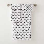 かわいい落書きのまつげパターン バスタオルセット (インサイチュ)