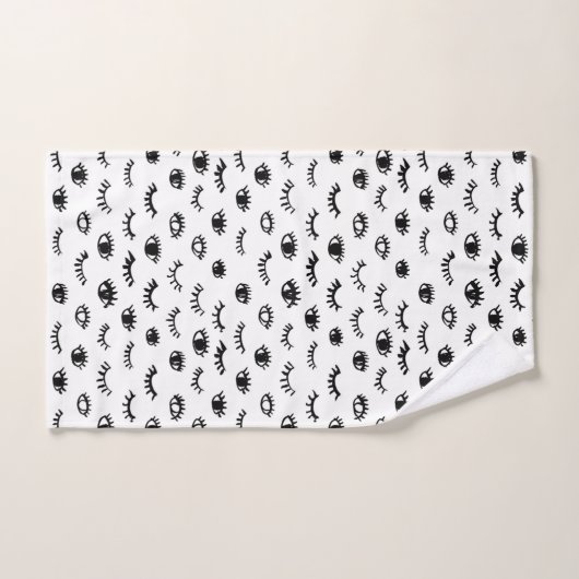 かわいい落書きのまつげパターン バスタオルセット (ハンドタオル)