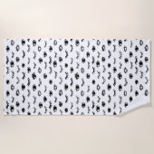 かわいい落書きのまつげパターン ビーチタオル (正面)