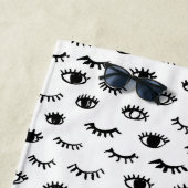 かわいい落書きのまつげパターン ビーチタオル (インサイチュ)