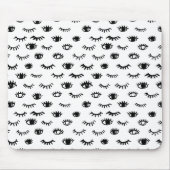 かわいい落書きのまつげパターン マウスパッド (正面)