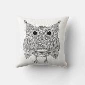 かわいい落書きのフクロウ クッション (裏面)