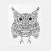 かわいい落書きのフクロウ フリースブランケット (正面)