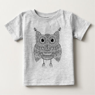 かわいい落書きのフクロウ ベビーTシャツ