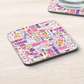 かわいい落書きのマニキュアパターン コースター (左側)