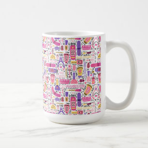 かわいい落書きのマニキュアパターン コーヒーマグカップ