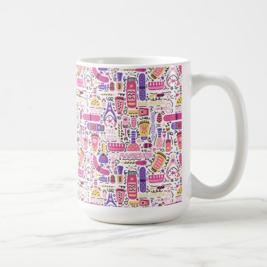 かわいい落書きのマニキュアパターン コーヒーマグカップ (右)
