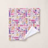 かわいい落書きのマニキュアパターン バスタオルセット (ウォッシュタオル)