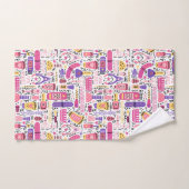 かわいい落書きのマニキュアパターン バスタオルセット (ハンドタオル)