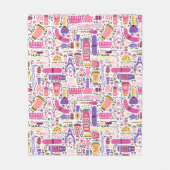 かわいい落書きのマニキュアパターン フリースブランケット (正面)