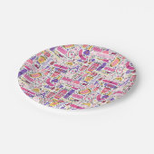 かわいい落書きのマニキュアパターン ペーパープレート (アングル)