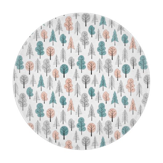 かわいい落書きの森林パターン カッティングボード (正面)