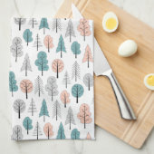かわいい落書きの森林パターン キッチンタオル (四つ折り)