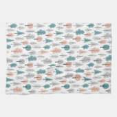 かわいい落書きの森林パターン キッチンタオル (横)