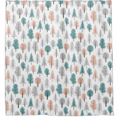 かわいい落書きの森林パターン シャワーカーテン (正面)