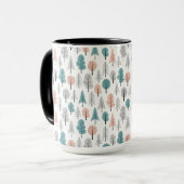 かわいい落書きの森林パターン マグカップ (正面左)