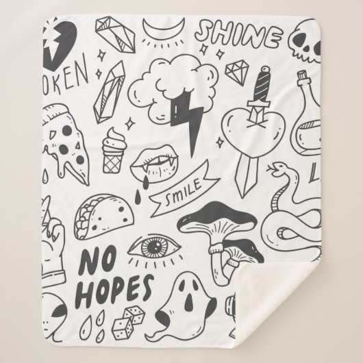 かわいい落書きドール シェルパブランケット (正面)