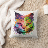 かわいい落書きネオンインク跳ね猫ポスター クッション (ブランケット)