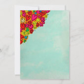 かわいい落書きハートと花のウェディング 招待状 (裏面)