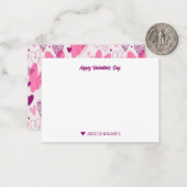 かわいい落書きハートパターン ピンク バレンタインデー ノートカード (正面/裏面インサイチュ)