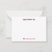 かわいい落書きハートパターン ピンク バレンタインデー ノートカード (正面)