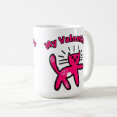かわいい落書きバレンタイン猫 コーヒーマグカップ (正面右)