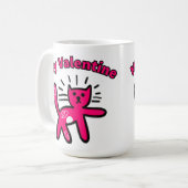 かわいい落書きバレンタイン猫 コーヒーマグカップ (正面左)