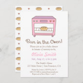 かわいい落書きパンがオーブンの中で赤ちゃんシャワー 招待状 (正面/裏面)