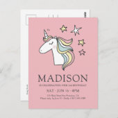 かわいい落書きユニコーンと星の誕生日 ポストカード (正面/裏面)