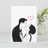 かわいい落書きラブハートロマンチックカップルキス シーズンカード (スタンド正面)