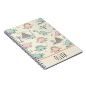 かわいい落書き恐竜のジュラシックランド ノートブック (右側)