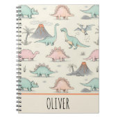 かわいい落書き恐竜のジュラシックランド ノートブック (正面)