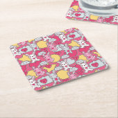 かわいい落書き2のかわいいの子供パターン スクエアペーパーコースター (アングル)
