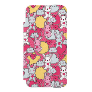 かわいい落書き2のかわいいの子供パターン iPhone SE/5/5sウォレットケース