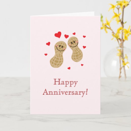 かわいい落花生の結婚記念日 カード (黄色い花)