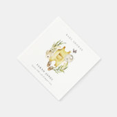 かわいい葉の葉の黄色い服の赤ちゃんシャワー スタンダードカクテルナプキン (角)