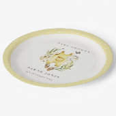 かわいい葉の葉の黄色い服の赤ちゃんシャワー ペーパープレート (アングル)