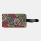 かわいい葉パターンピンクのブラウンの青いパーソナライズ ラゲッジタグ (裏面横)