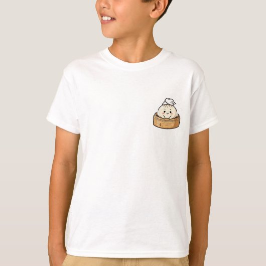 かわいい蒸し中華まんのキャラクター子供服 Tシャツ (正面)