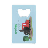 かわいい蒸気機関車の漫画イラスト クレジットカード栓抜き (裏面)