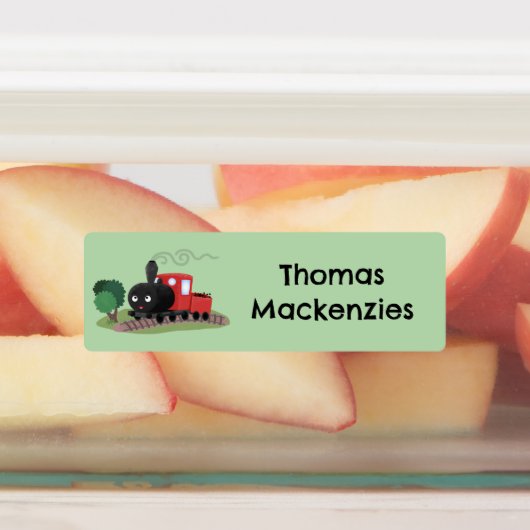 かわいい蒸気機関車の漫画パーソナライズされた ラベル (貼付)